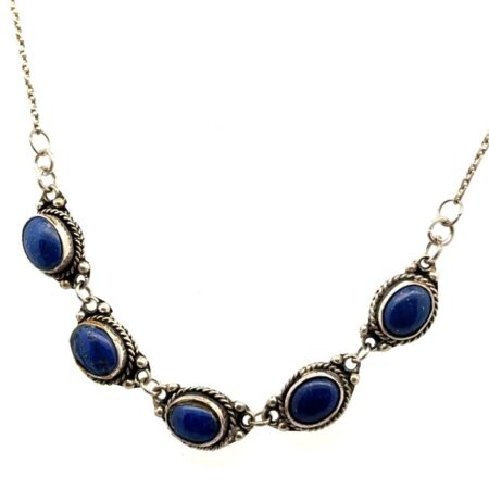18” Vintage .925 Sterling Silver Lapis Lazuli Necklace, 9.0g