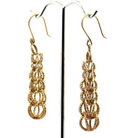 Gold Vermeil 925 Sterling Silver Interlocking Circle Drop Earrings, 5.6g