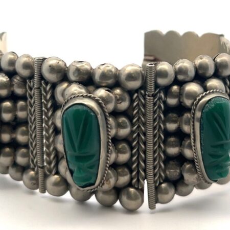 Alpaca Green Agate Stone Fashion 7” Bracelet Made in Mexico 72.8g