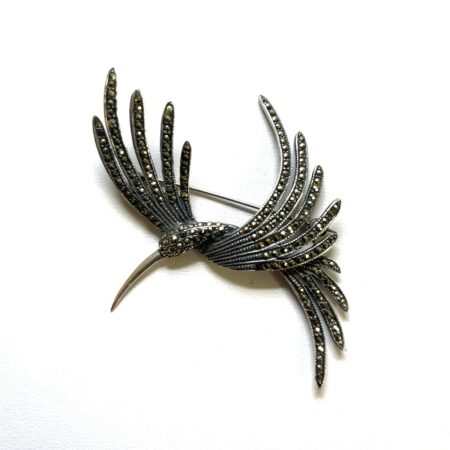Vinatge 925 Sterling Silver Marcasite Hummingbird Pin/Brooch 10.6 Grams