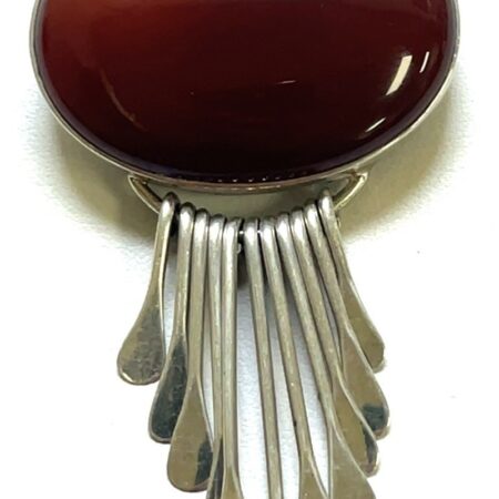 Vinatge 925 Sterling Silver ASI Large Oval Carnelian Brooch/Pendant 25.4 Grams