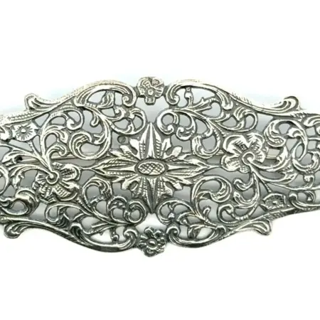 .925 Sterling Silver Filigree Flower Brooch, 10.3g
