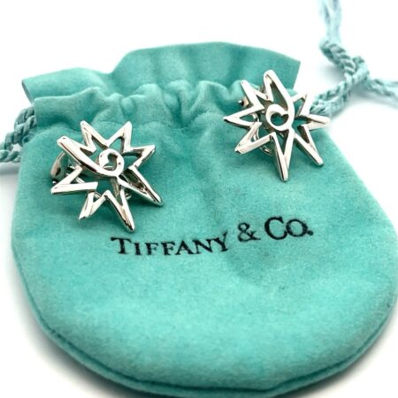 Tiffany & Co. Sterling Silver Paloma Picasso Sun Star Earrings in Bag 8.2g