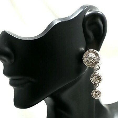 Judith Ripka Sterling Silver and Triple CZ Stone Dangle Drop Earrings 14.6 Grams