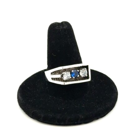 .925 Sterling Silver White & Blue CZ Ring, Size - 9.5, 7.2g
