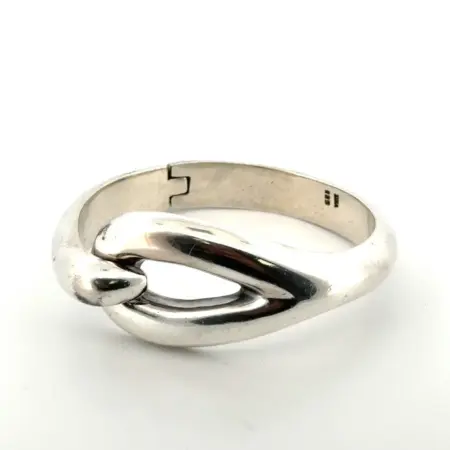 6.75” Zina 925 Sterling Silver Modern Hinged Bangle Bracelet 49.1g