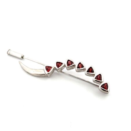 925 Sterling Silver Trillion Cut Garnet Abstract Stick Pin 7.9g