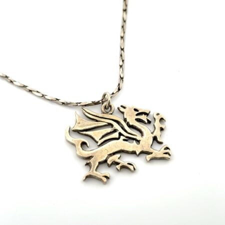 18” - 925 Sterling Silver Welsh Dragon Pendant Necklace 11.7g