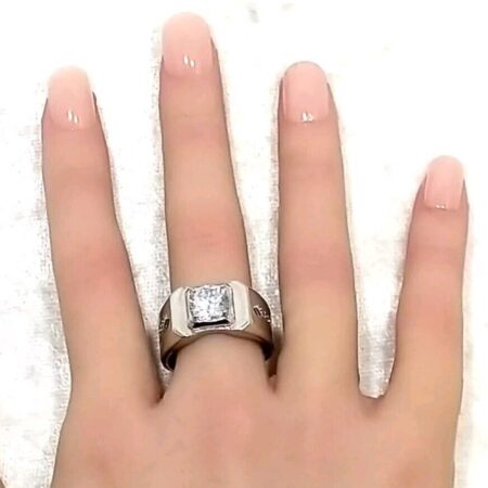 925 Sterling Silver Center Cubic Zirconia Ring 7.1 Grams Size-10.5