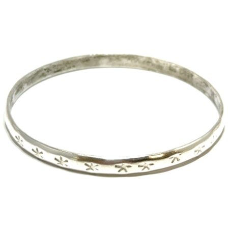 8” x 5.5mm Mexico 925 Sterling Silver Star Pattern Bangle Bracelet 13.4g
