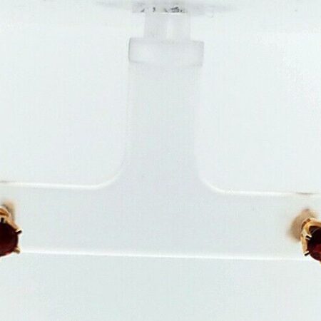 14K Yellow Gold Red Garnet Stud Earrings 0.7 Grams