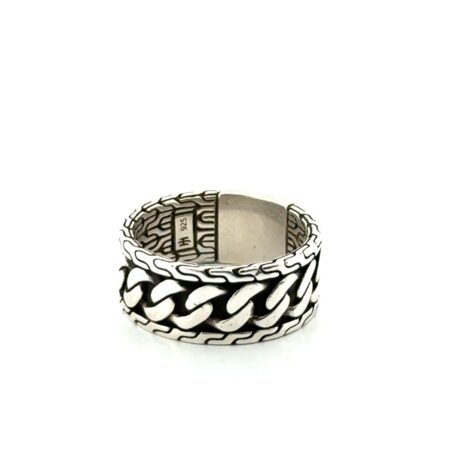 Size: 10, 9.3mm Wide John Hardy 925 Sterling Silver Curb Chain Men’s Band Ring