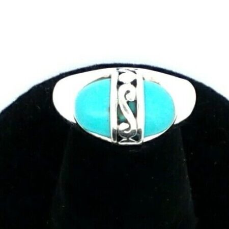Vintage Designer P.D 925 Sterling Silver And Turquoise Ring 3.9 Grams Size 4.75