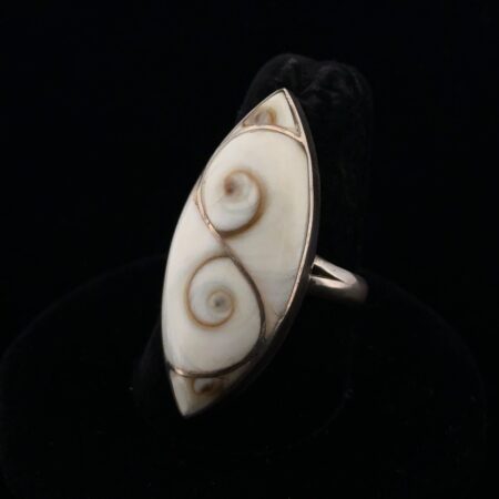 Size: 7.25 Shiva Eye Shell 925 Sterling Silver Marquise Shape Ring 7.6g