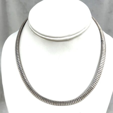 Italy Sterling Silver 8mm wide Omega 16” Necklace 40.9 Grams