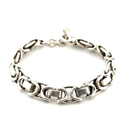 7” Mexico 925 Sterling Silver Byzantine Bar Link Bracelet 47g
