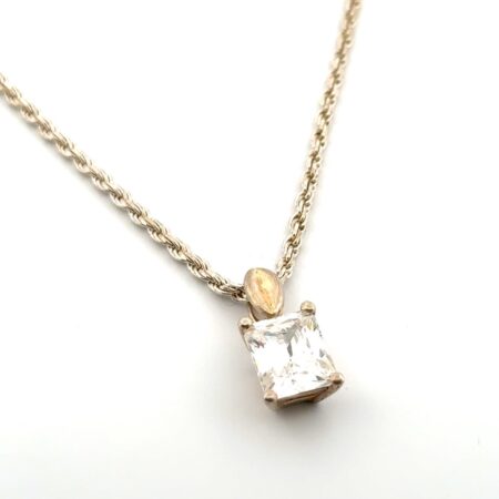 16” Emerald Cut CZ 925 Sterling Silver Pendant Necklace 11.6g