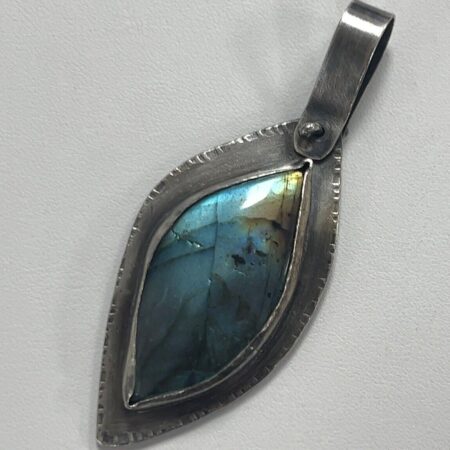 Hand Crafted Large Blue Labradorite Sterling Silver Pendant Marked: Light 19.1g