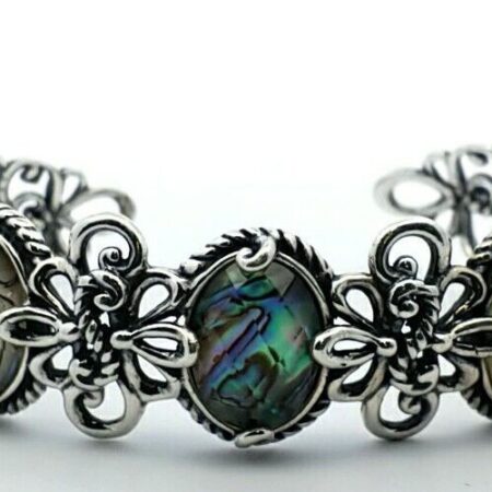 Carolyn Pollack Relios Sterling Silver Abalone Cuff Bracelet 24.5 Grams, 7 Inch
