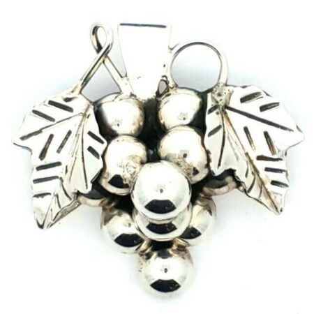 Vintage 925 Sterling Silver Grape Cluster Pin / Pendant 17.5 Grams