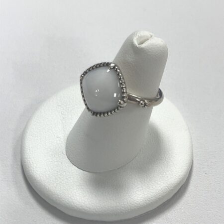 925 Sterling Silver White Quartzite Ring S925 ALE Size: 5.5