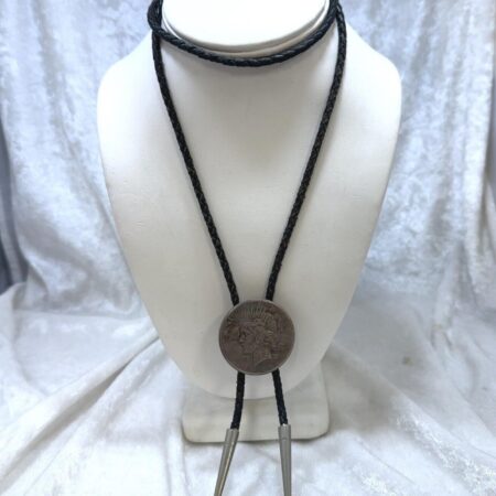 1922 Peace Dollar Leather Bolo Necklace