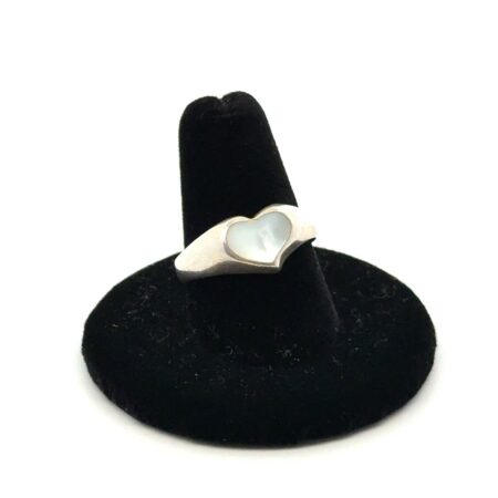 .925 Sterling Silver Mother Of Pearl Heart Ring, Size - 8.75, 2.6g