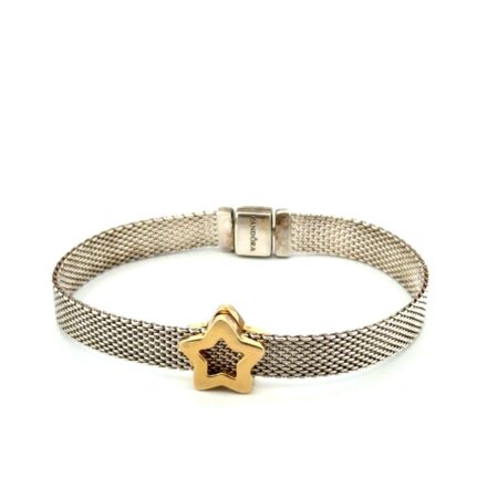 6” x 7mm Pandora ALE S925 Sterling Silver Reflexions Mesh Bracelet 11.9g