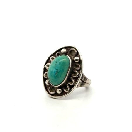 Vintage Native American .925 Sterling Silver Turquoise Ring, Size-5.5, 9.1g