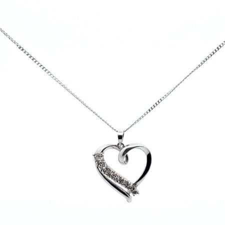 Ralph Lauren Sterling Silver White Topaz Open Heart 18" Necklace 4.1 Grams