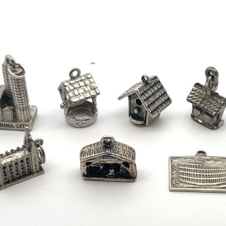 Lot of 7 Structure Charms - 925 Sterling Silver - Total Weight: 30.7g