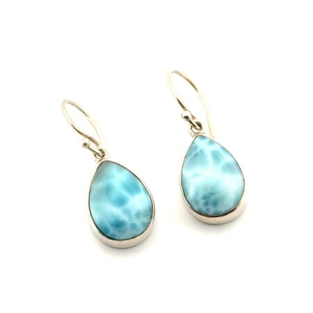 Starborn 925 Sterling Silver Teardrop Larimar Dangle Earrings 5.1g