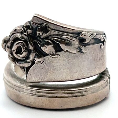 Vintage Damask Rose Sterling Silver Spoon Ring 17.4 Grams Size-8