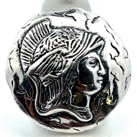 DGS Turkey, Sterling Silver Goddess Athena, Large Statement Ring 15.9 Gr Size-8