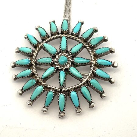 Vintage Wayne Cheama Zuni Turquoise and Silver Brooch/Necklace