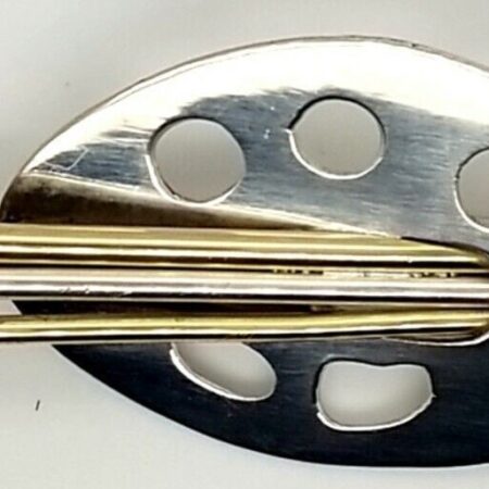 Unique Vintage Sterling Silver And Brass Artist Palette With Brushes Brooch/Pin.