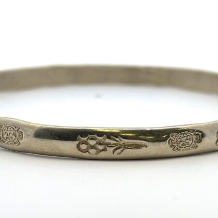 Vintage .925 Sterling Silver Story Bangle 8” Bracelet 16.4 Grams