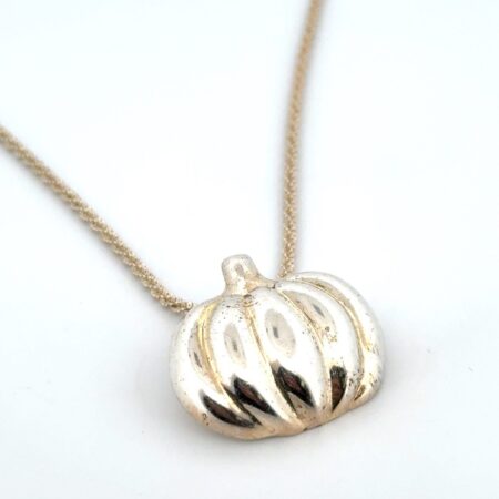 16” Halloween Pumpkin Pendant Margarita Chain Necklace 925 Sterling Silver 12.9g
