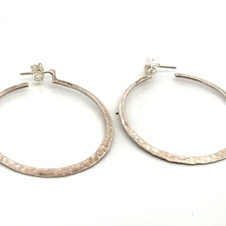Silpada 925 Sterling Silver Hammered Hoop 48mm Earrings #P1287, 8.1g
