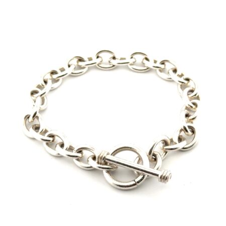 6.25” Solid Oval Link 925 Sterling Silver Toggle Clasp Bracelet 24.2g