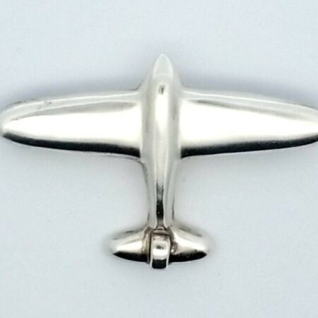 MEXICO 925 Silver - Vintage Shiny Smooth Airplane Motif Brooch/Pin  8.5 Grams