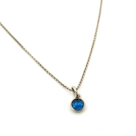 16-18” Pandora ALE S925 Sterling Silver Faceted Bezel Set Blue Droplet Necklace