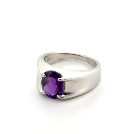 Size: 8 India 925 Sterling Silver Faceted Oval Amethyst Ring 7.2g