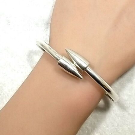 925 Sterling Silver Shinny Pointed Bypass Cuff Bracelet 19.6 Grams Size-6 Inch
