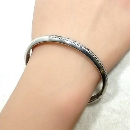 925 Sterling Silver Etched Bangle Bracelet 9.4 Grams Size- 7 1/2