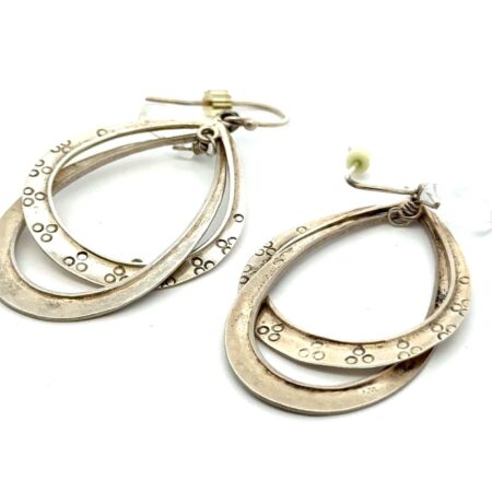 Silpada #W1681 925 Sterling Silver Dbl. Hoop & Glass Teardrop Earrings, 8.8g