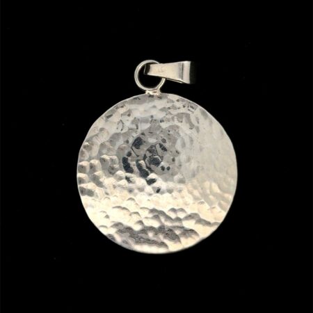 Vintage Taxco .925 Sterling Silver Medium Hammered Disc Pendant, Mexico, 11.4g