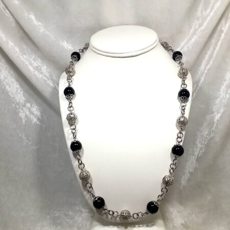 Milor Stainless Steel & Onyx 24" Necklace By Simona Collini, 46.4 Grams