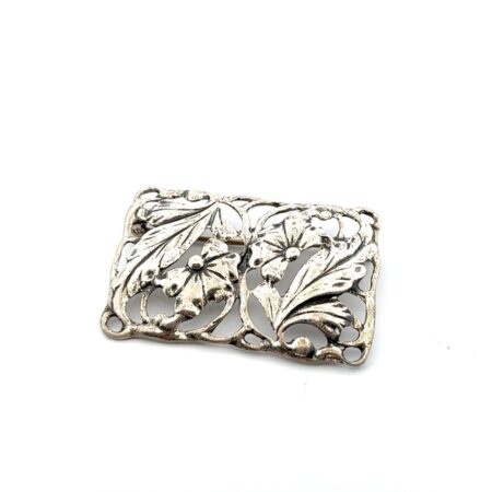 Danecraft 925 Sterling Silver Rectangular Floral Panel Brooch/Pin 12.6g