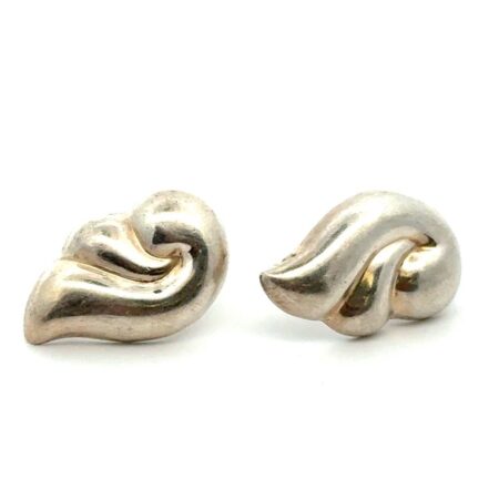.925 Sterling Silver Puffy Stud Earrings, 3.7g